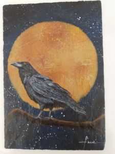 Voir le détail de cette oeuvre: Corbeau au clair de lune